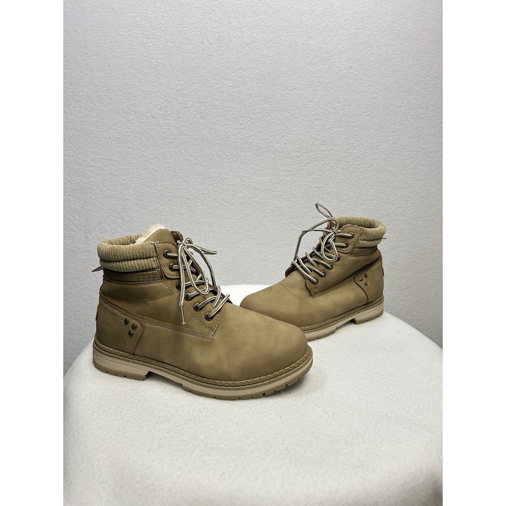 Tan Faux Suede Fur Lined Lace Up Winter Boots‎ Women's Size 41 ( 10.5 )